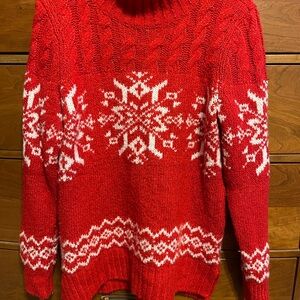 Talbots Red Sweater with White Trim